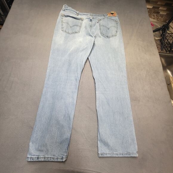 Levis 514 Jeans Mens 38x30 Blue Straight Leg Distressed Stretch Denim - Picture 10 of 11